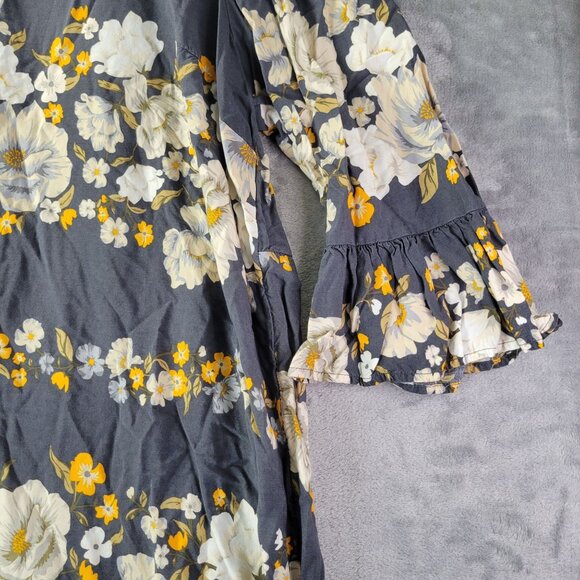 Old Navy Womens XXL Navy Floral Shift Dress 3/4 Sleeve Casual Spring Boho Vibe - Picture 3 of 8